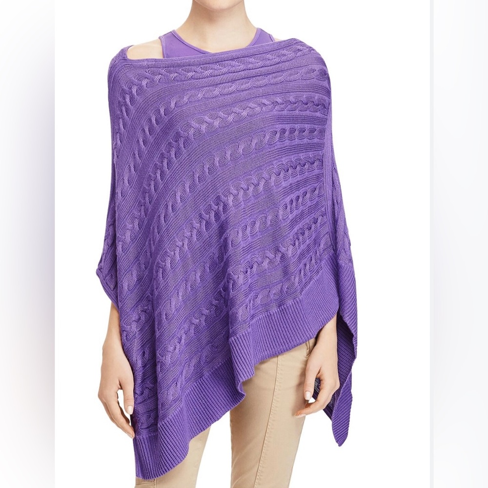 Lauren Ralph Lauren Cable-Knit Poncho size L XL Like New